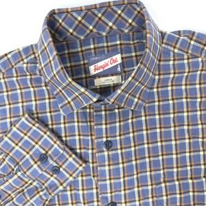 Johnnie-O Hangin‎ Out Mens Large Blue Yellow Plaid Cotton Button Down Shirt